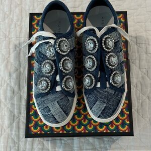 Kurt Geiger Women’s Denim Sneakers with Crystal Accents